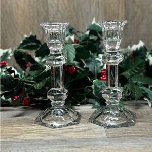 Imperial Crystal Heavy Lead Crystal 7¼” Tapered Candle Holders Beautiful!